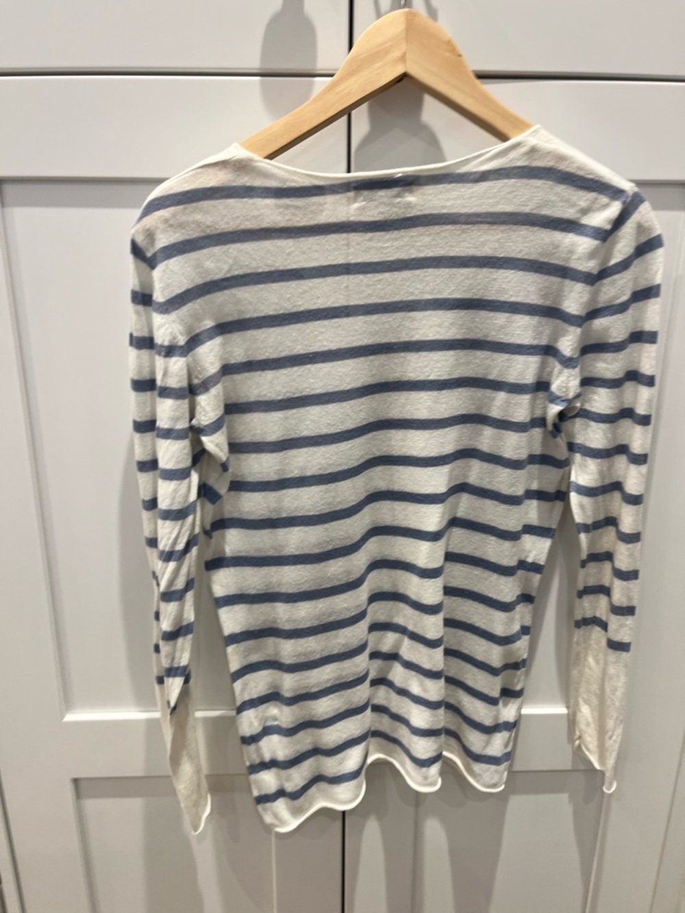 Part Two Copenhagen Women's Blue & White Striped V-Neck Sweater - Picture 3 of 5